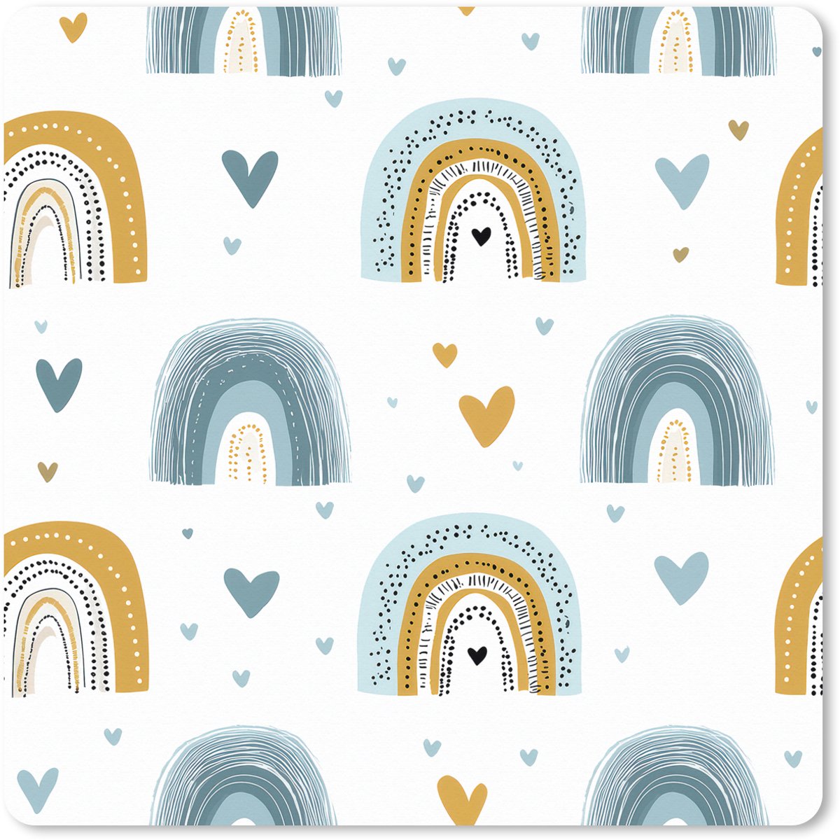 Muismat XXL 60x60 cm - Bureau onderlegger - Bureau mat Patroon - Regenboog - Hartjes - Bureaumat - Gaming mousepad xl - Bureaulegger groot - Computer deskmat