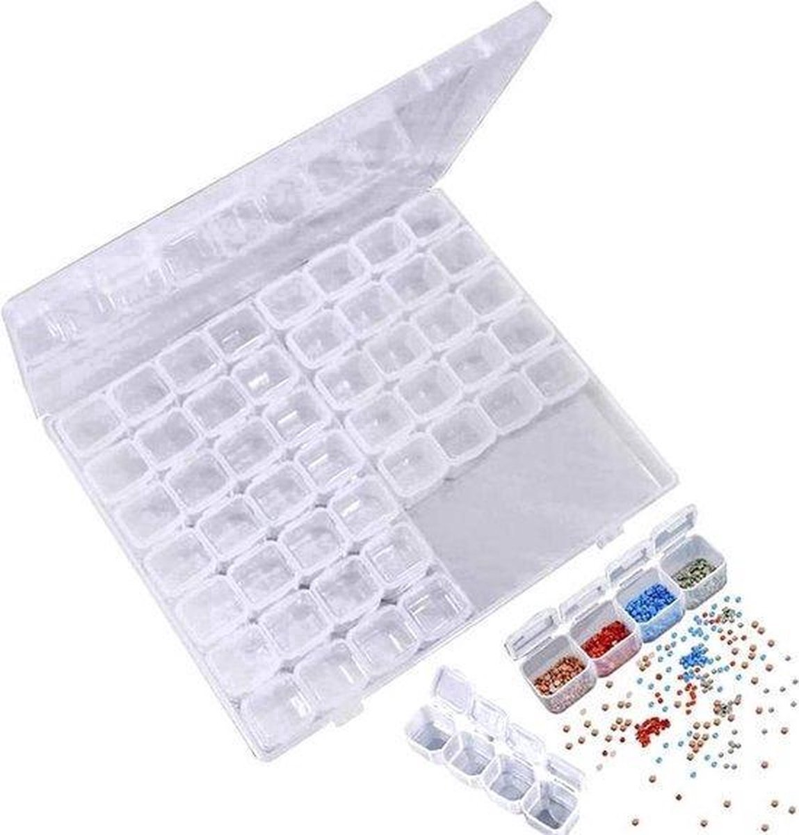 Jonyx - Diamond painting opbergdoos - Opbergbox - Ordenen - Sorteren - 56 vakjes - Transparant