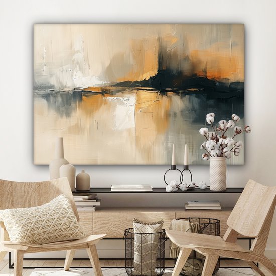 Peinture sur toile 120x80 cm - Décoration murale Moderne - Abstrait - Or - Zwart - Décoration murale salon - Décoration chambre moderne - Tableaux abstraits
