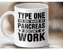 Mok Type One Diabetes, Pancreas, Funny Diabetes Awareness, Diabetische Mok, Diabetes Type 1 Cadeau, Suikerziekte bewustzijn koffiemok