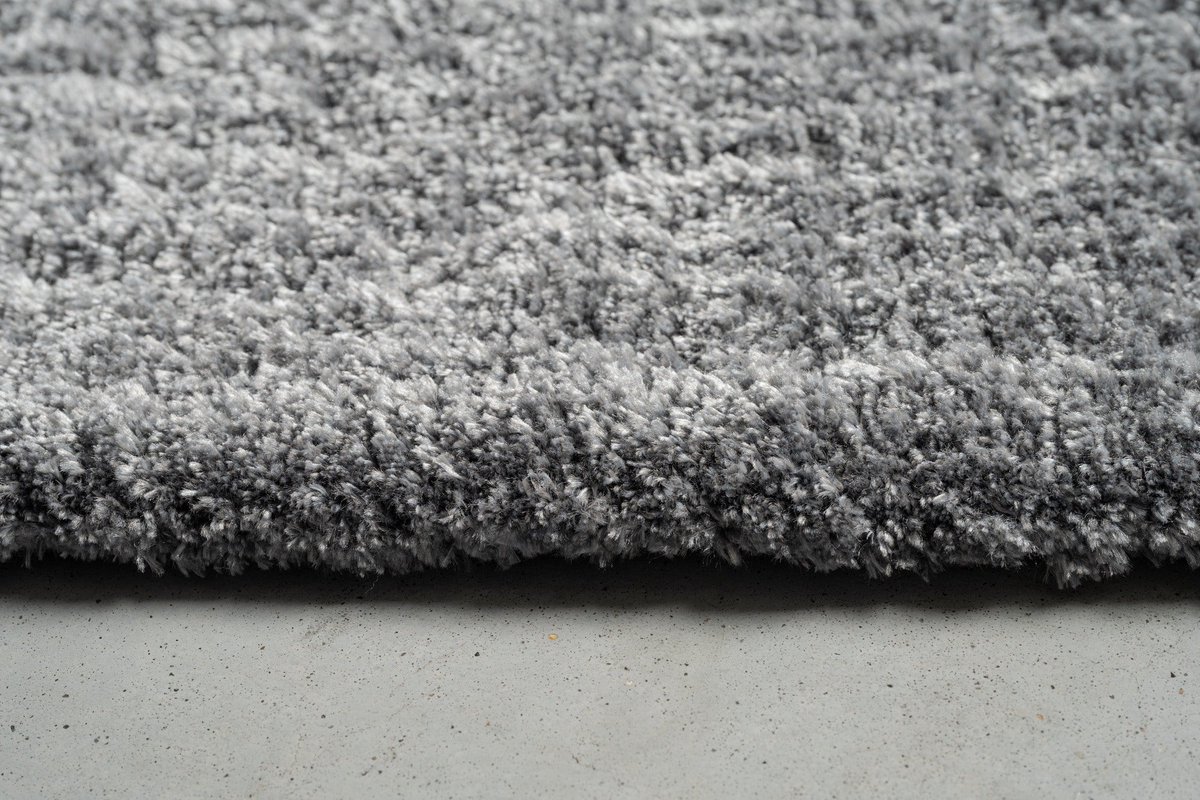 Rugsman Kyoto 014.0500.5151 Vloerkleed - 133 x 195 cm - Grijs - Rechthoekig - Polyester - Eetkamer, Woonkamer, Slaapkamer - Effen - Modern, Industriëel