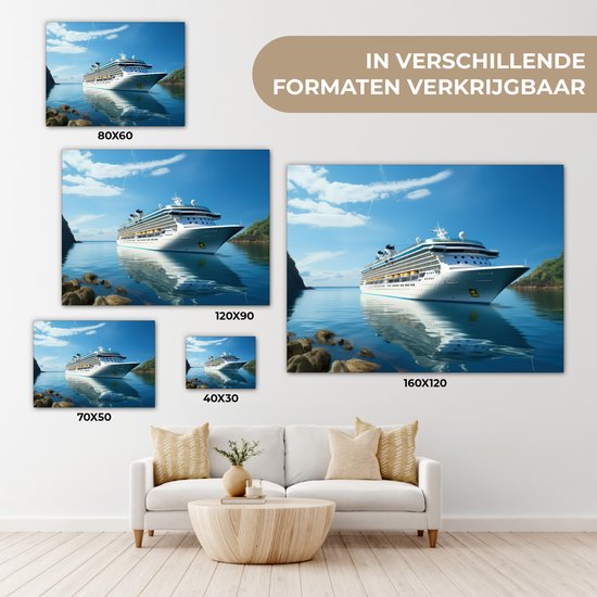 Peinture sur toile 160x120 cm - Décoration murale Bateau - Bateau de croisière - Water - Nature - Maritime - Décoration murale murale salon - Décoration chambre - Accessoires de chambre - Peintures
