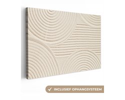 Canvas schilderij 120x80 cm - Wanddecoratie Patroon - Abstract - Wit - Muurdecoratie woonkamer - Slaapkamer decoratie - Kamer accessoires - Schilderijen op canvas