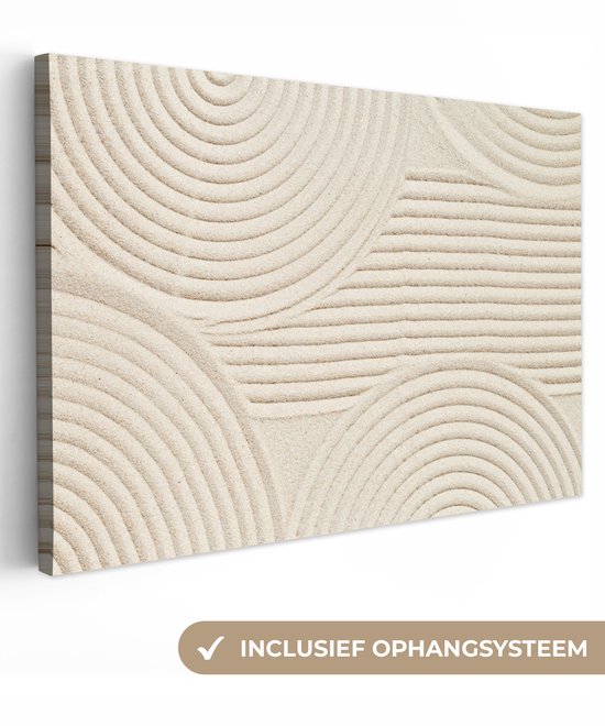 Canvas schilderij 120x80 cm - Wanddecoratie Patroon - Abstract - Wit - Muurdecoratie woonkamer - Slaapkamer decoratie - Kamer accessoires - Schilderijen op canvas