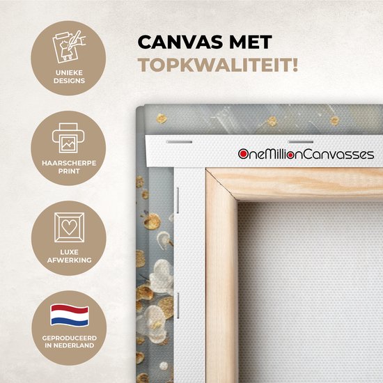 Peinture sur toile 140x90 cm - Décoration murale Arbre - Or - Fleurs - Abstrait - Art - Décoration murale salon - Décoration chambre moderne - Tableaux abstraits