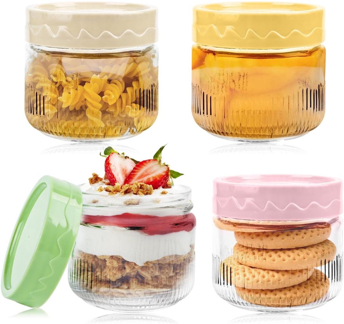 Overnight Oats Potjes - Mason Jar - Meusli Beker met Deksel