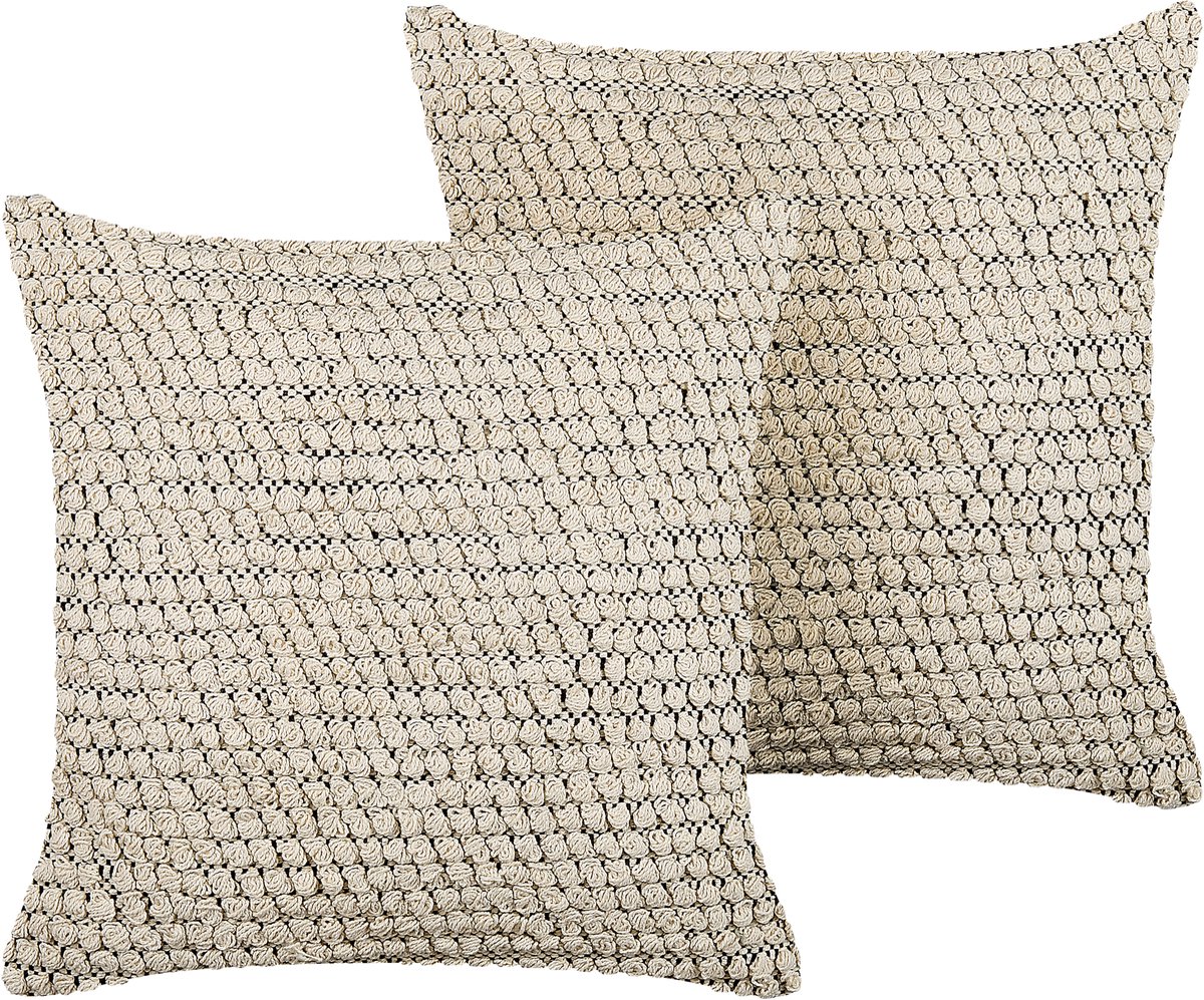 Beliani HOWEA - Sierkussen set van 2 - Beige - 45 x 45 cm - Katoen