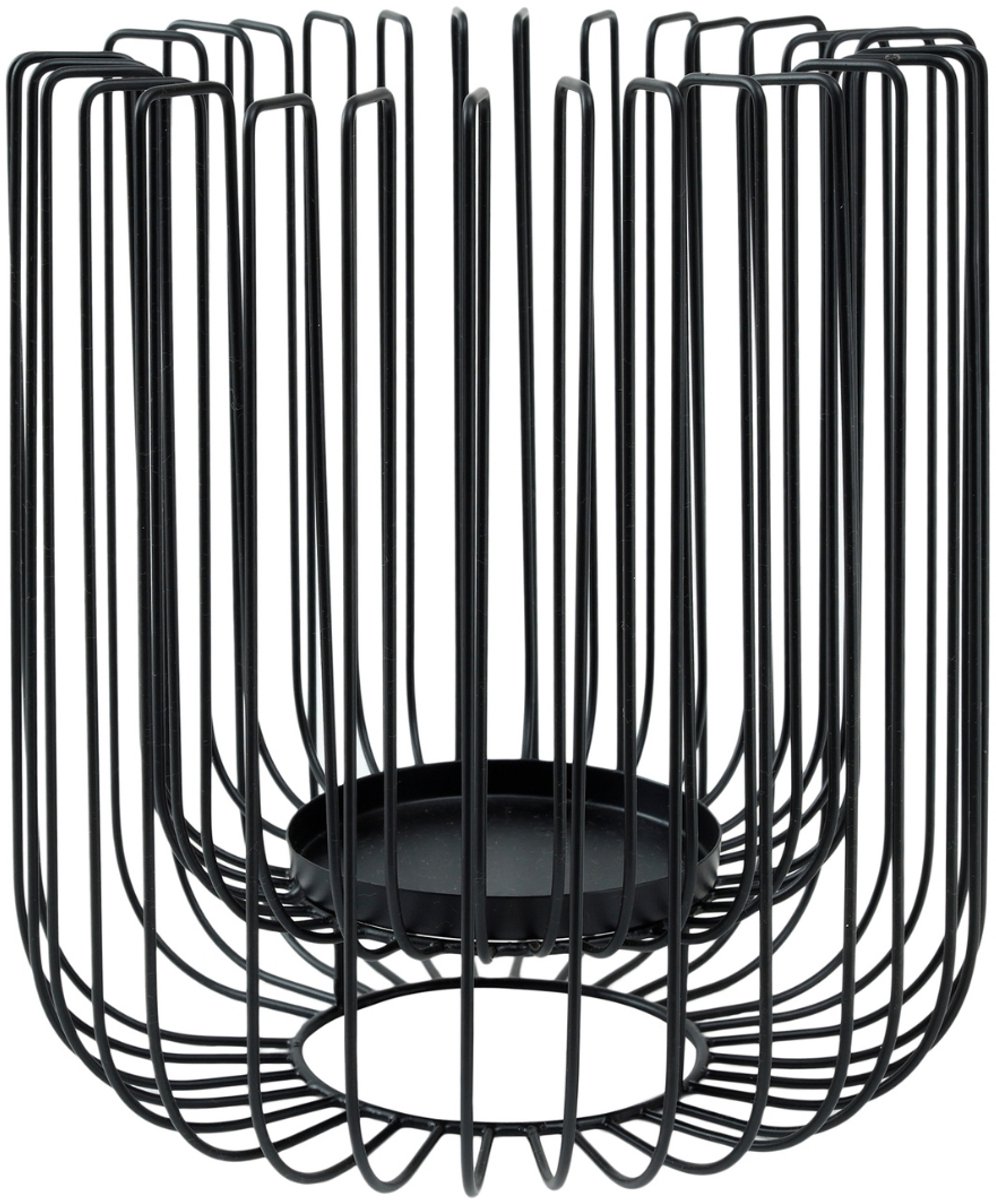 PTMD Eroni Rond Windlicht - H25 x Ø22 cm - Metaal - Zwart