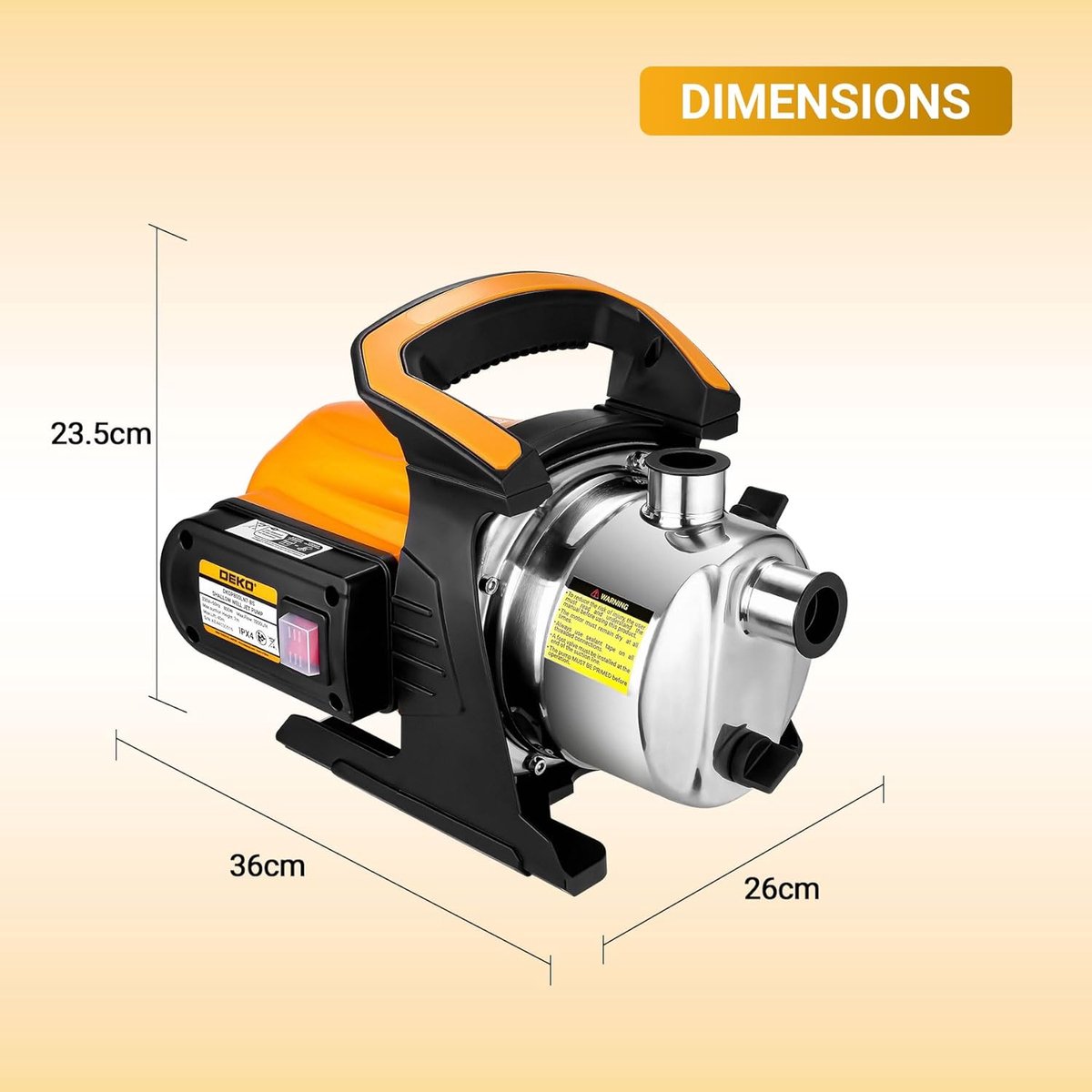 Draagbare Waterpomp 800W met Drukverhogend Systeem voor Tuin en Irrigatie thumbnail 2