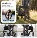 Manoeuvreren van een Medzone rollator in regen en op gladde vloer, met focus op anti-slip 360 graden 20cm wielen.