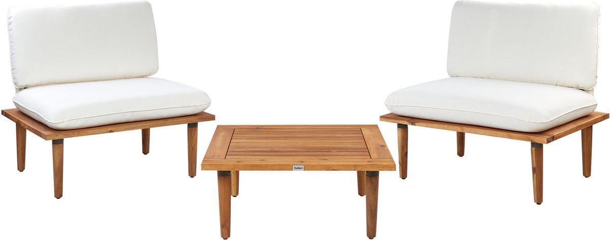 Beliani FRASCATI - Loungeset voor 2 - Gebroken wit - Acaciahout