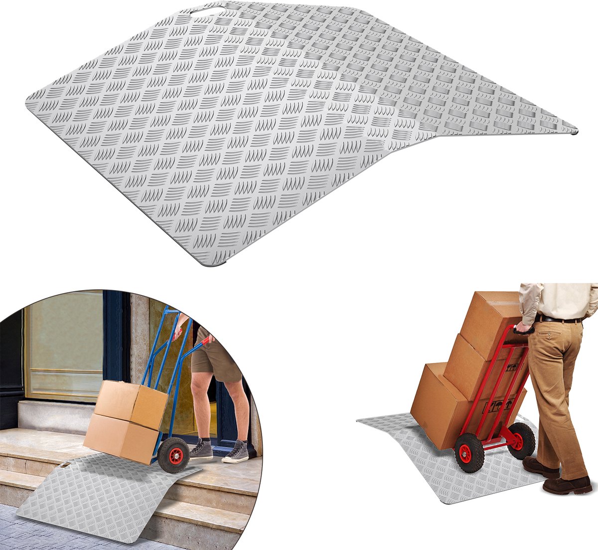 80cm Deurplafondsramp Rolstoelramp 10cm Hoog, 70cm Breedte Plafondsramp Voor Rolstoel Plafondbrug Antislip Draagbaar Met Grepen Voor Binnen- En Buitenruimte