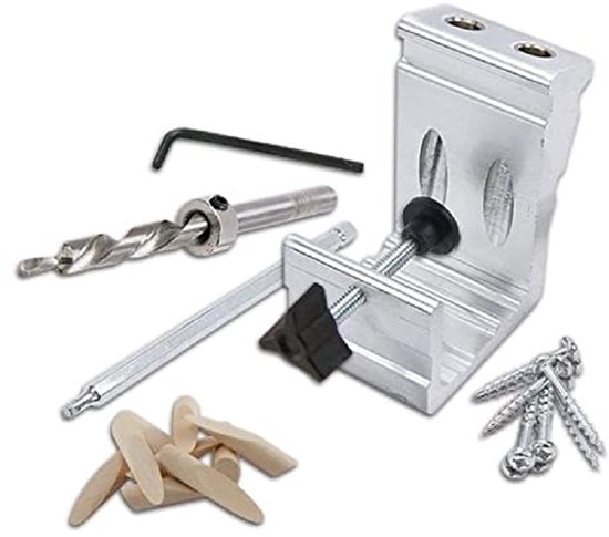 Pocket Hole Jig Kit 15°hoek zak gat jig gat schroef jig schuine gat positioneerer Oblique gat positioneerer boren gaten gids hout gereedschap voor houtbewerking (15 stuks
