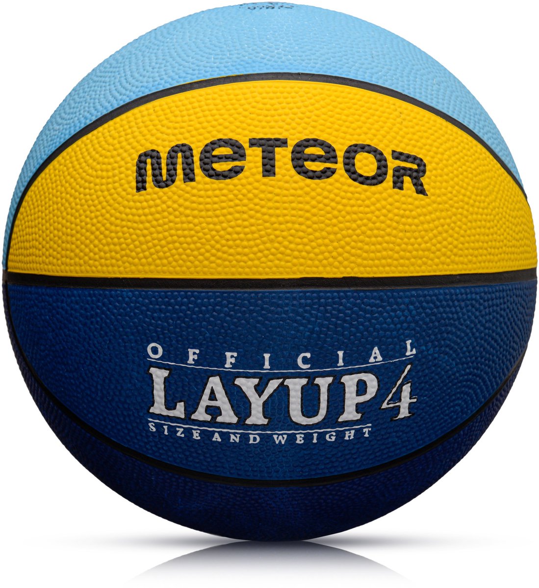 Meteor Layup 4 - Basketbal - voor recreatief gebruik - Sportuitrusting - Blauw / Geel / Lichtblauw
