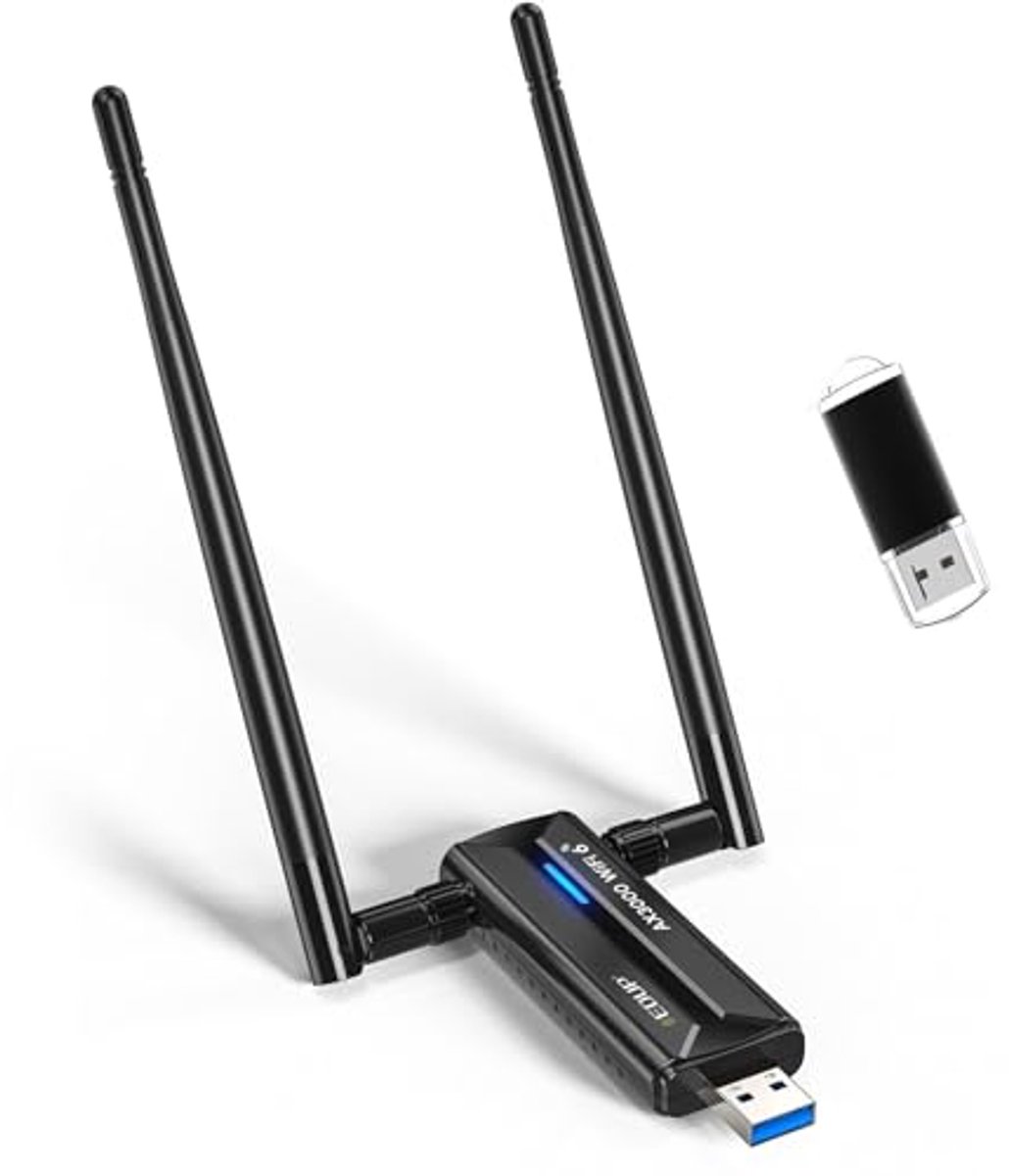 USB WiFi 6E Adapter - Tri-band 3000Mbps met Hoog Bereik Antenne