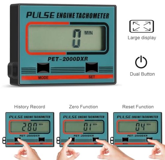 Toerenteller voor Kettingzaag en Grasmaaier - 3 Modi Inductieve Tachometer — afbeelding 5