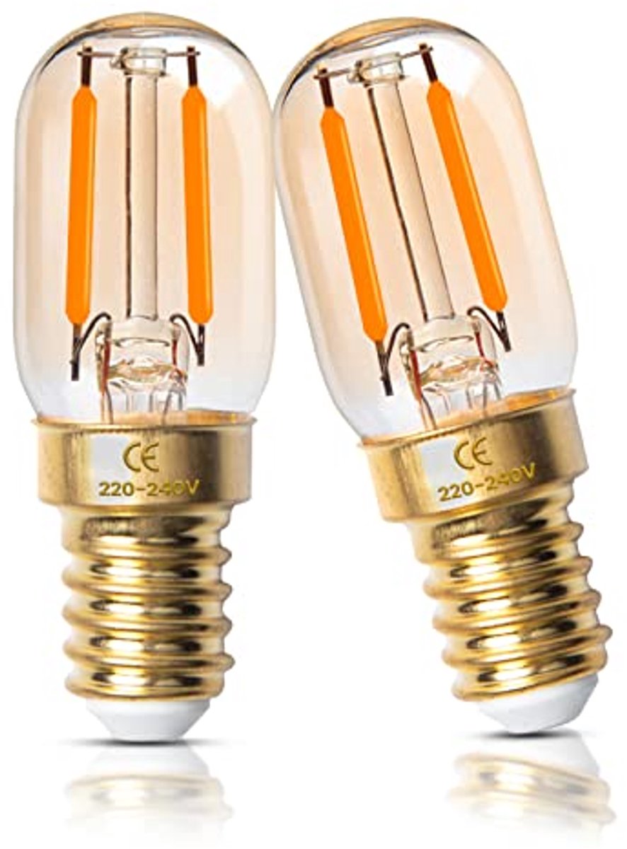 Dimbare 2W E14 LED Lampen - Ultra Warm Wit 2200K Vintage Amber Glas - 2-Pack