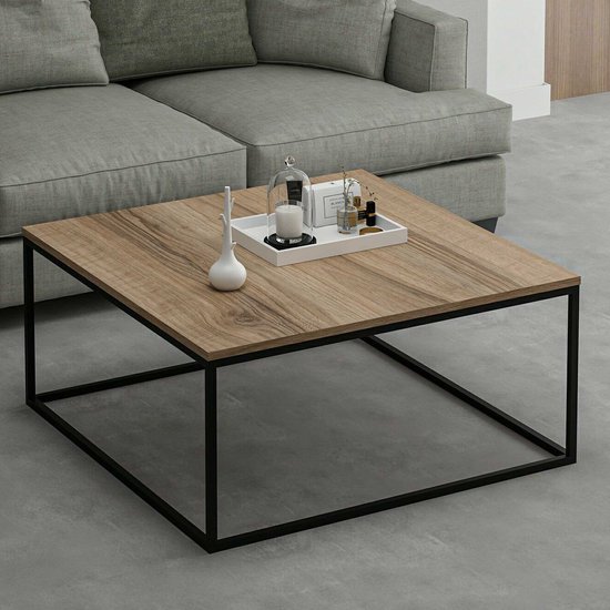 Loni Table basse | 100 % MÉLAMINE | Doré - Asir Group - Tables basses carrées - Brun - Mélamine|Métal - Tables basses carrées