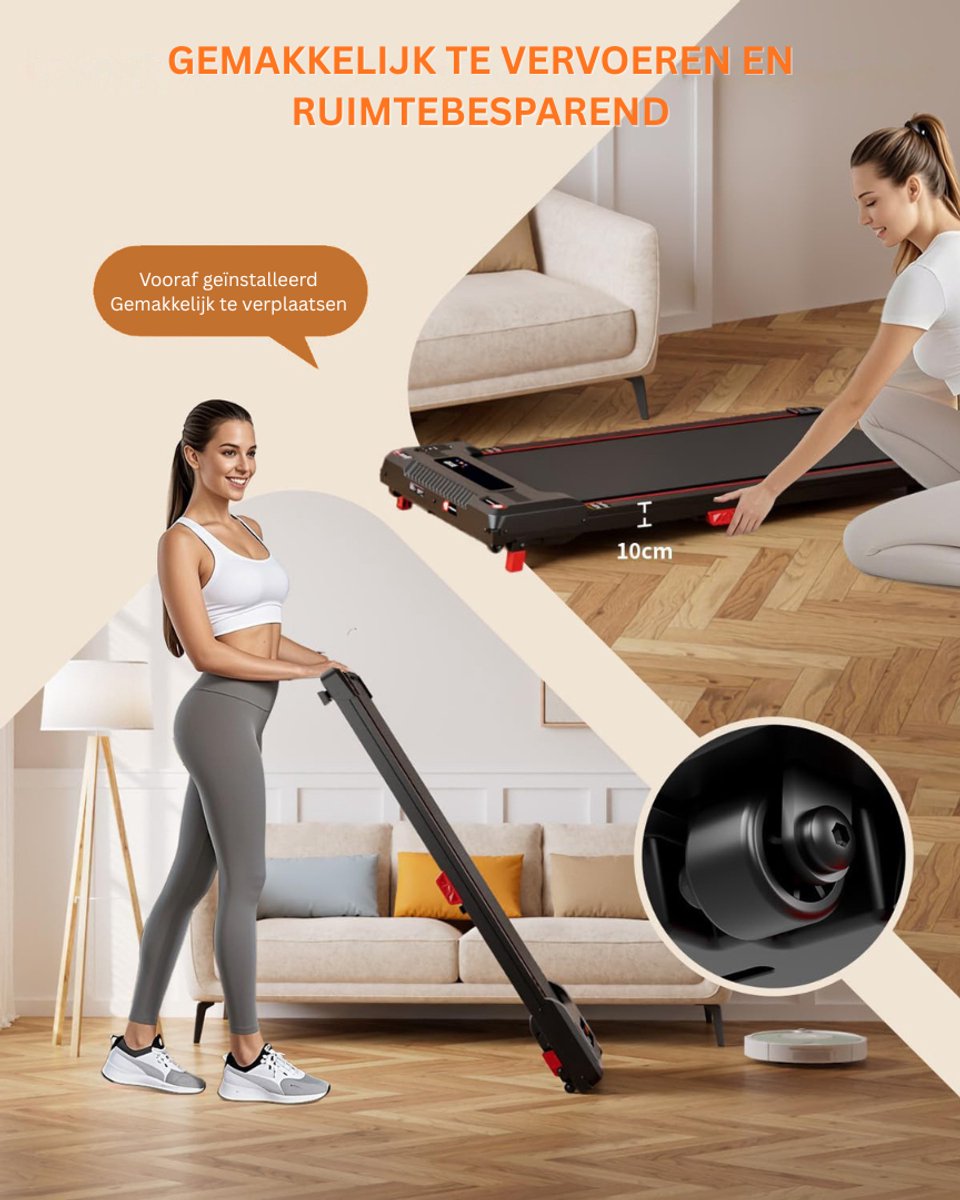 Afbeelding 2 van mavoa® Loopband inklapbaar - Hometrainer Elektrisch - Walking Pad Fitness - Zwart