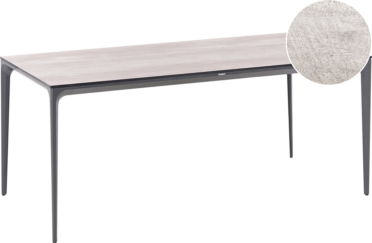 SOVARETO - Tuintafel - Donkergrijs/Lichtgrijs - HPL/Aluminium/marmer