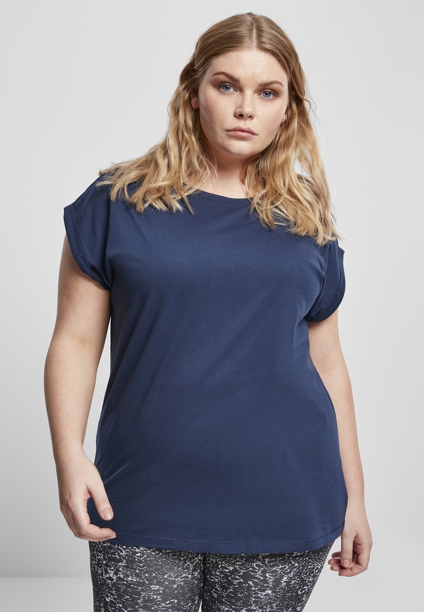 Urban Classics Extended Shoulder Dames Tshirt L Blauw