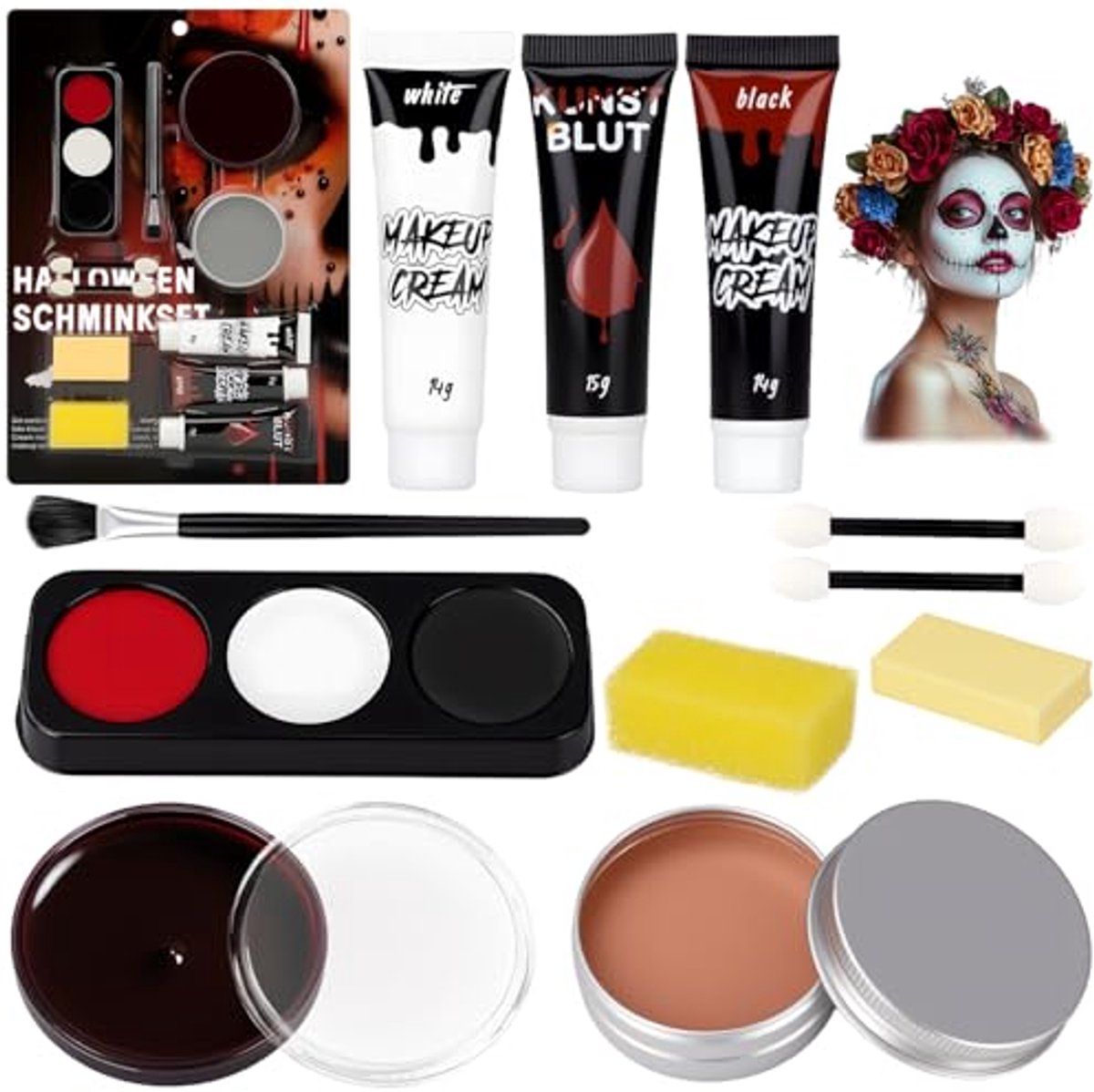 Halloween Schminkset voor Volwassenen en Kinderen - Compleet Make-Up Pakket voor Theatrale Creaties