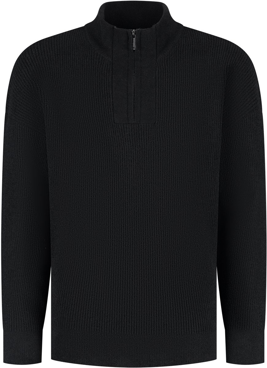 Ballin Amsterdam - Jongens Loose fit Knitwear Half Zip LS - Black - Maat 12