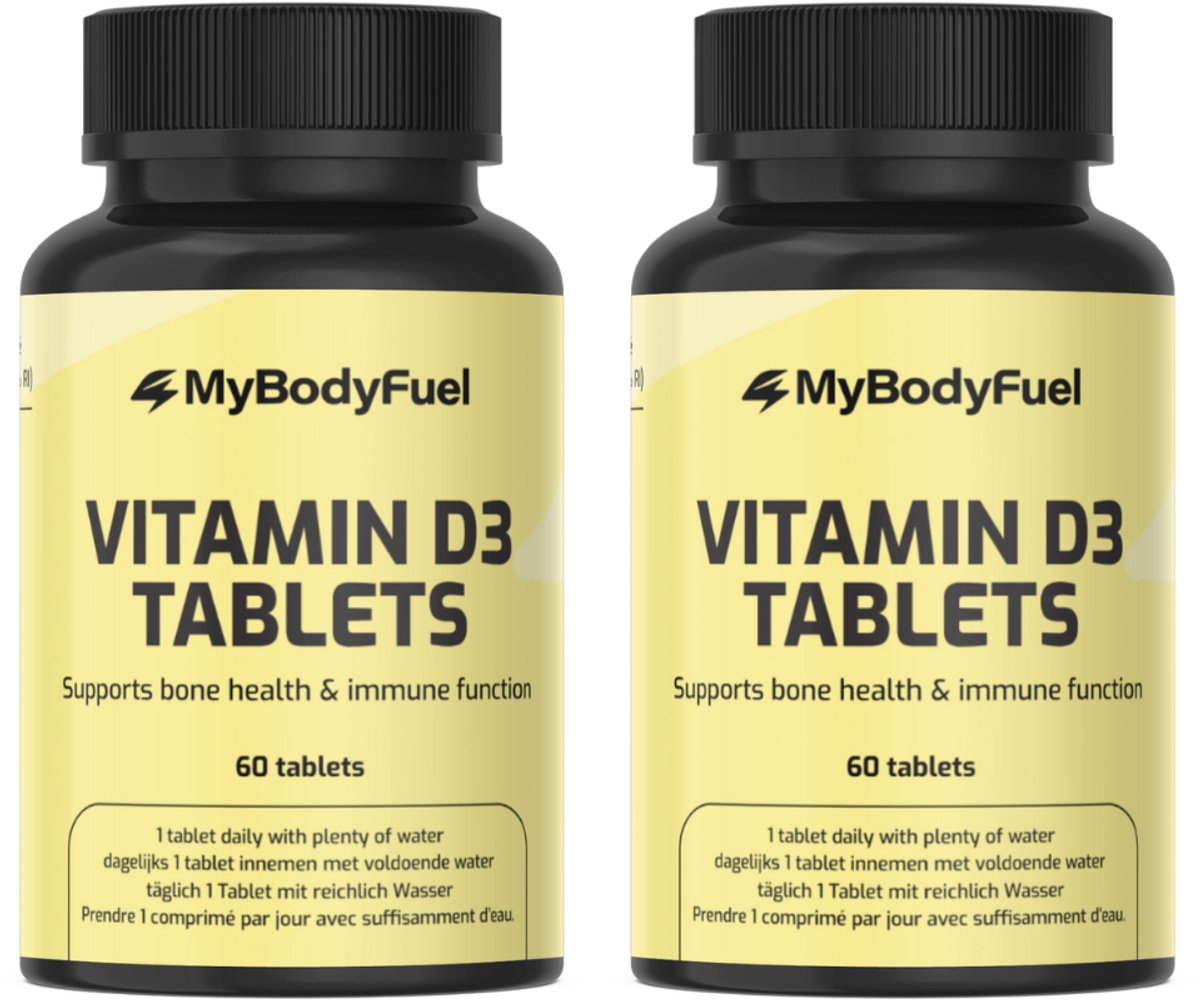 MyBodyFuel - Vitamine D3 Tabletten - 25 µg (1000 IE) - 2 Pack (120 Tabletten) - Vitamine D voor Volwassenen
