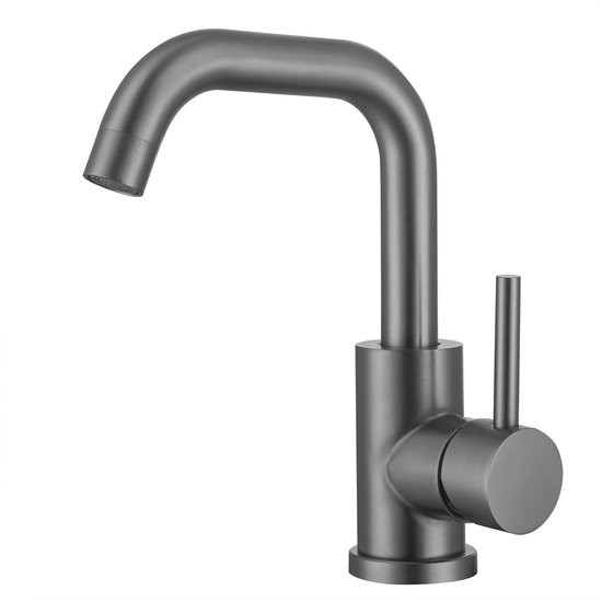 LOMAZOO Wastafelkraan Gun Metal Zwart – Gunmetal Badkamerkraan – Badkamer Kraan Antraciet Grijs [SKY]