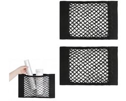 2 stuks - Plastic tas organizer - Muursticker organizer - Sticky opbergzak - Rekbaar opbergnet voor in de auto - Rekbaar - Zwart - 25 x 35 cm - Geschikt voor aluminiumfolie, vuilniszakken en boodschappentassen