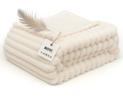 BOTC Luxe Fleece deken - Plaid - Super Zacht, Warm en Donzig - Cadeau - 150x200cm - Gebroken wit