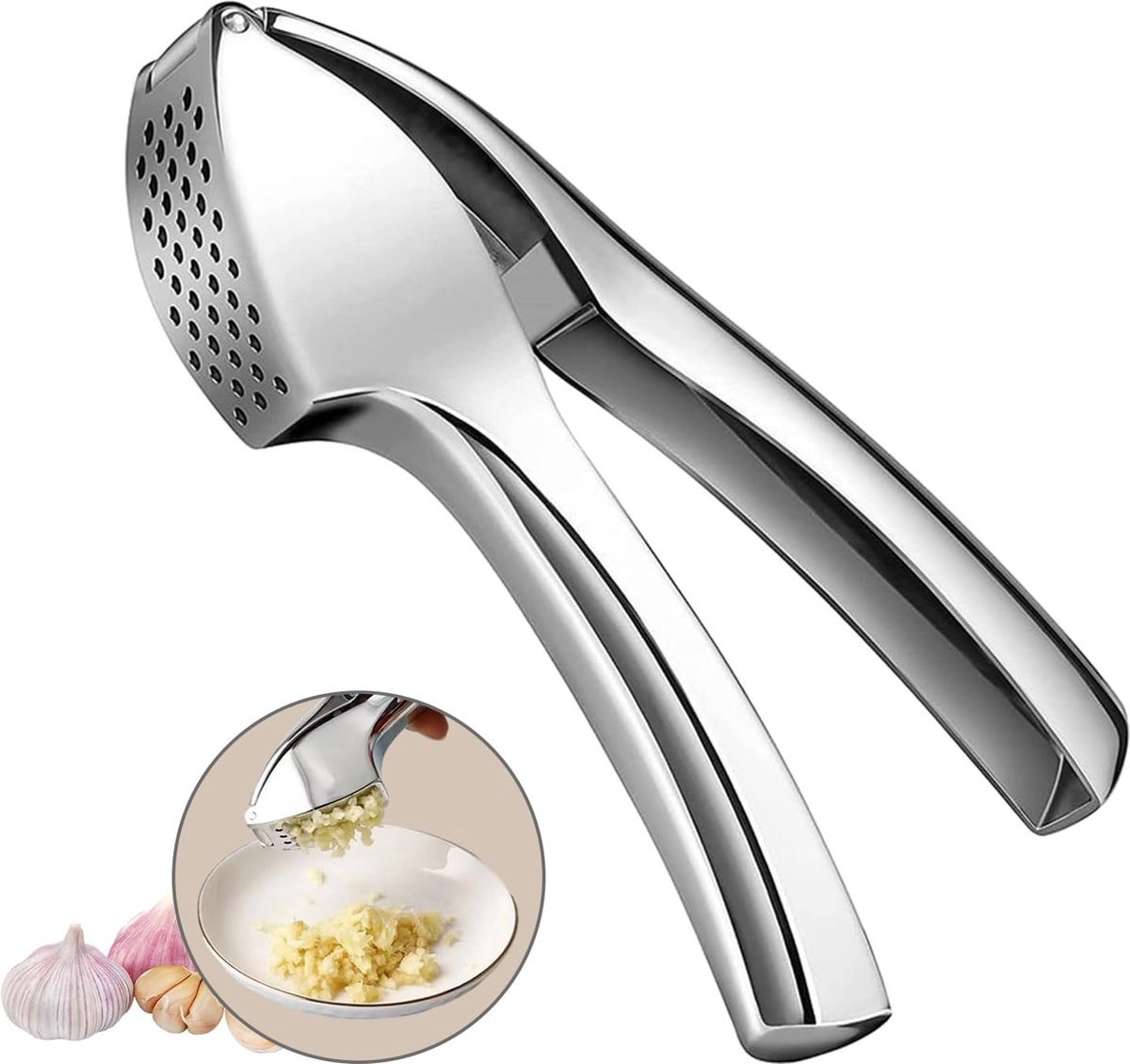 Ulanax - Premium Knoflookpers - - Zilver - RVS - vaatwasser bestendig
