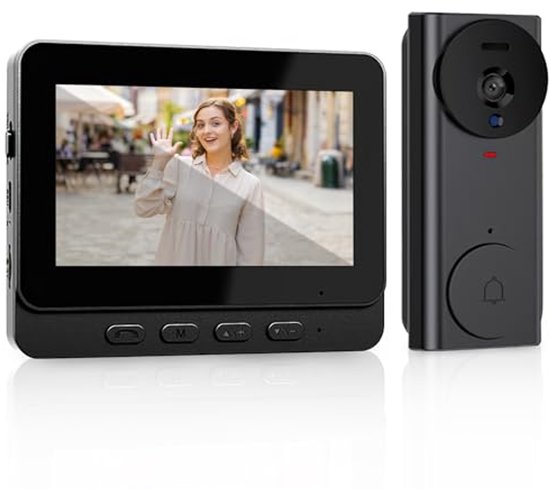 Swokely Video deurbel, telefoonsysteem, 4,5 inch, IPS-scherm, draadloze deurbel met camera