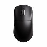 Zwarte draadloze gaming muis, de VXE R1 PRO MAX, van bovenaf gezien.
