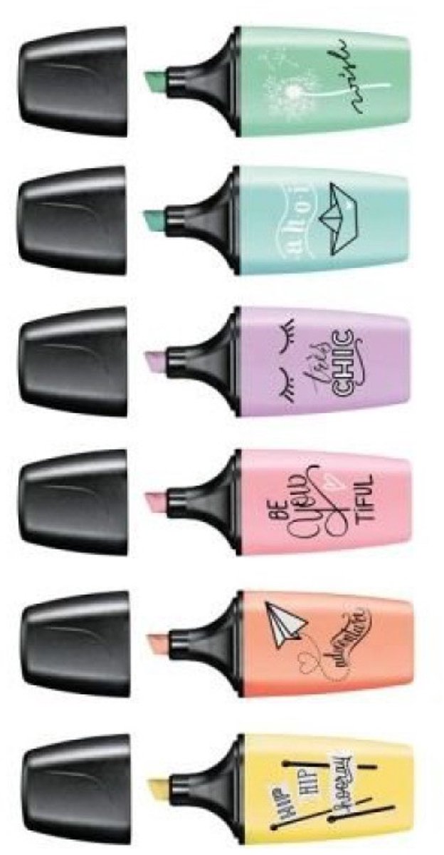 STABILO Pastel Markeerstift Set - 6 Stuks met Schuin Punt