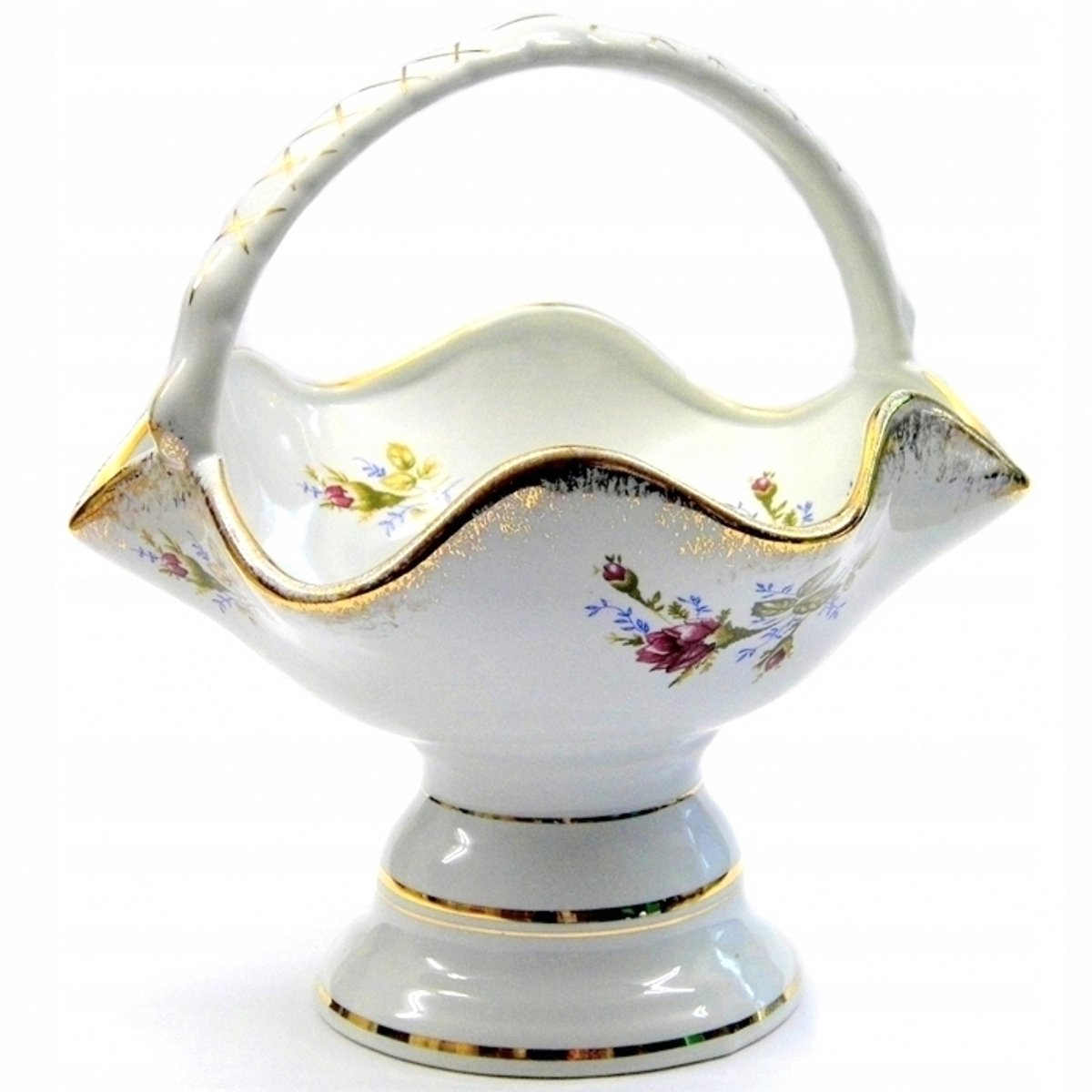 Decoratieve porseleinen sjaal met gouden rand en handvat - 18 cm