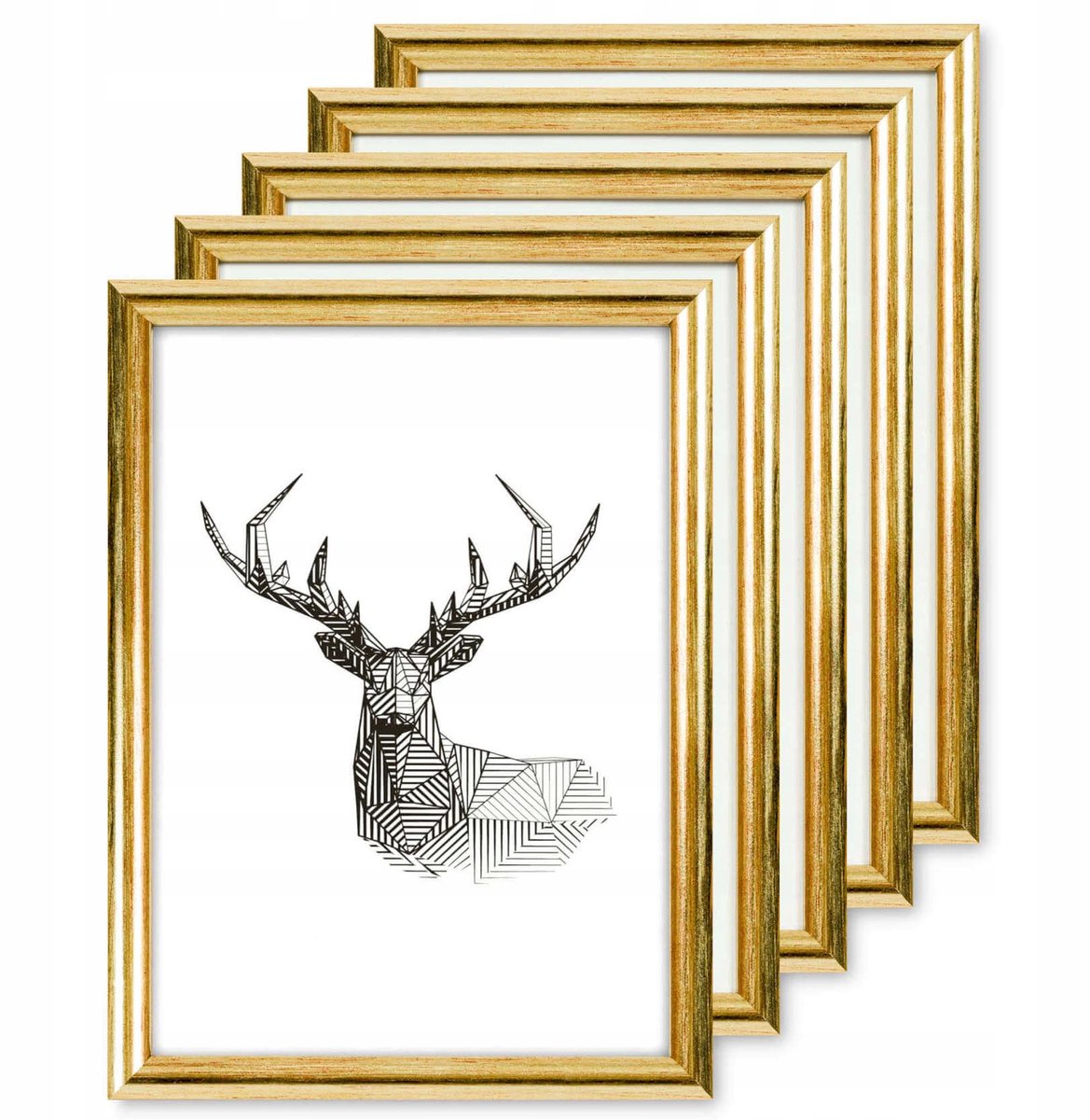 Houten Fotolijst Set 5 stuks Goud 10x15 cm
