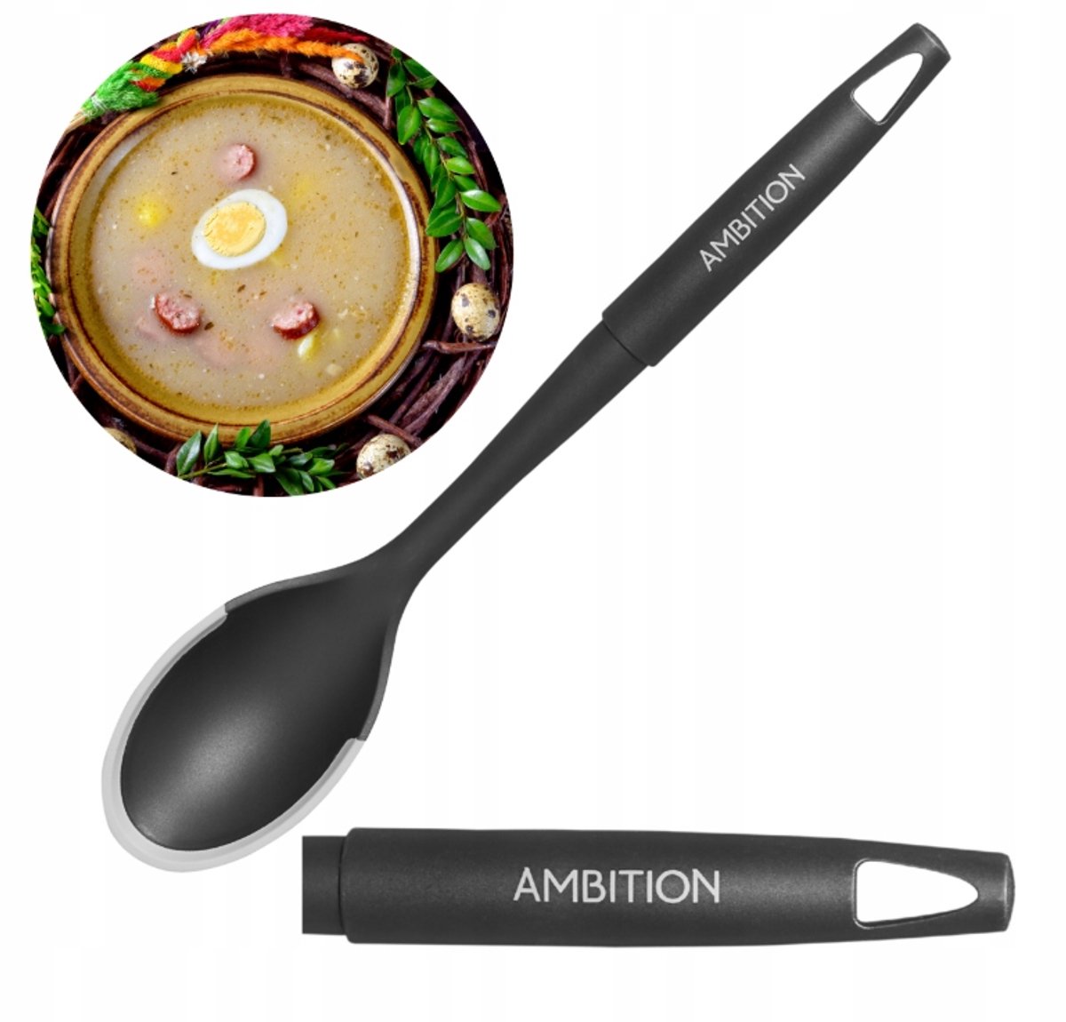 Ambition Varen Nylon Lepel - Zwart, 34 cm