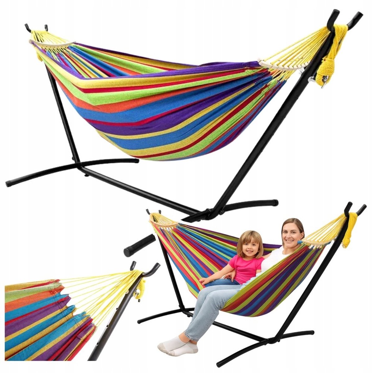 Tweepersoons Kleurrijke Hangmat met Stalen Frame - 200x120 cm