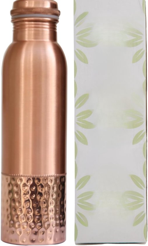 KALARATRI Pure Koperen Waterfles – 34 Oz (1005 Ml) Ayurvedische Fles, Lekvrij, Met Deksel, Gladde Afwerking, Handgemaakt, Ideaal Voor Vitaliteit En Welzijn