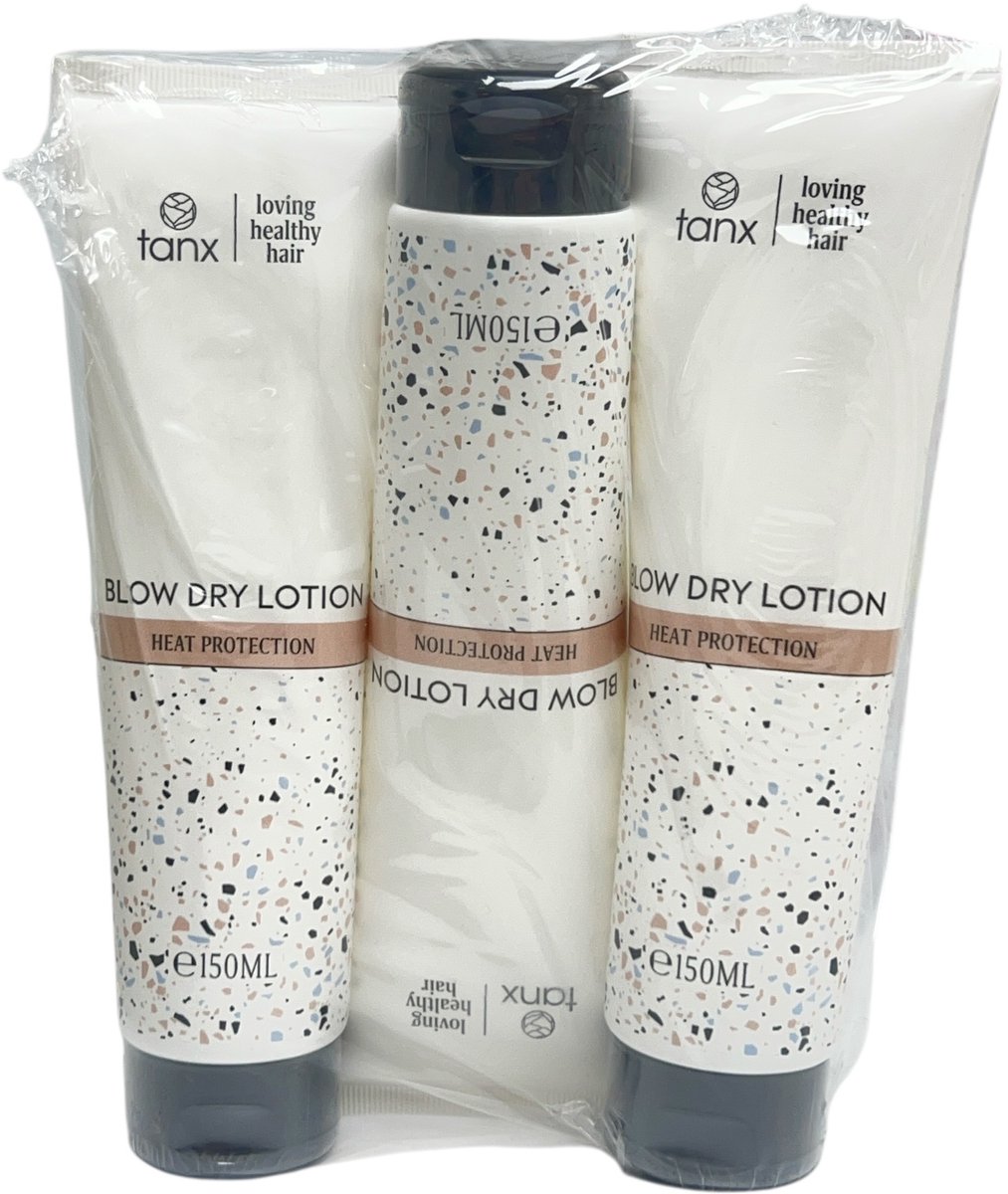 3 x Tanx Blow Dry Lotion 150 ml Fohn en Brush Lotion Heat Protection Made By Phytodess Paris