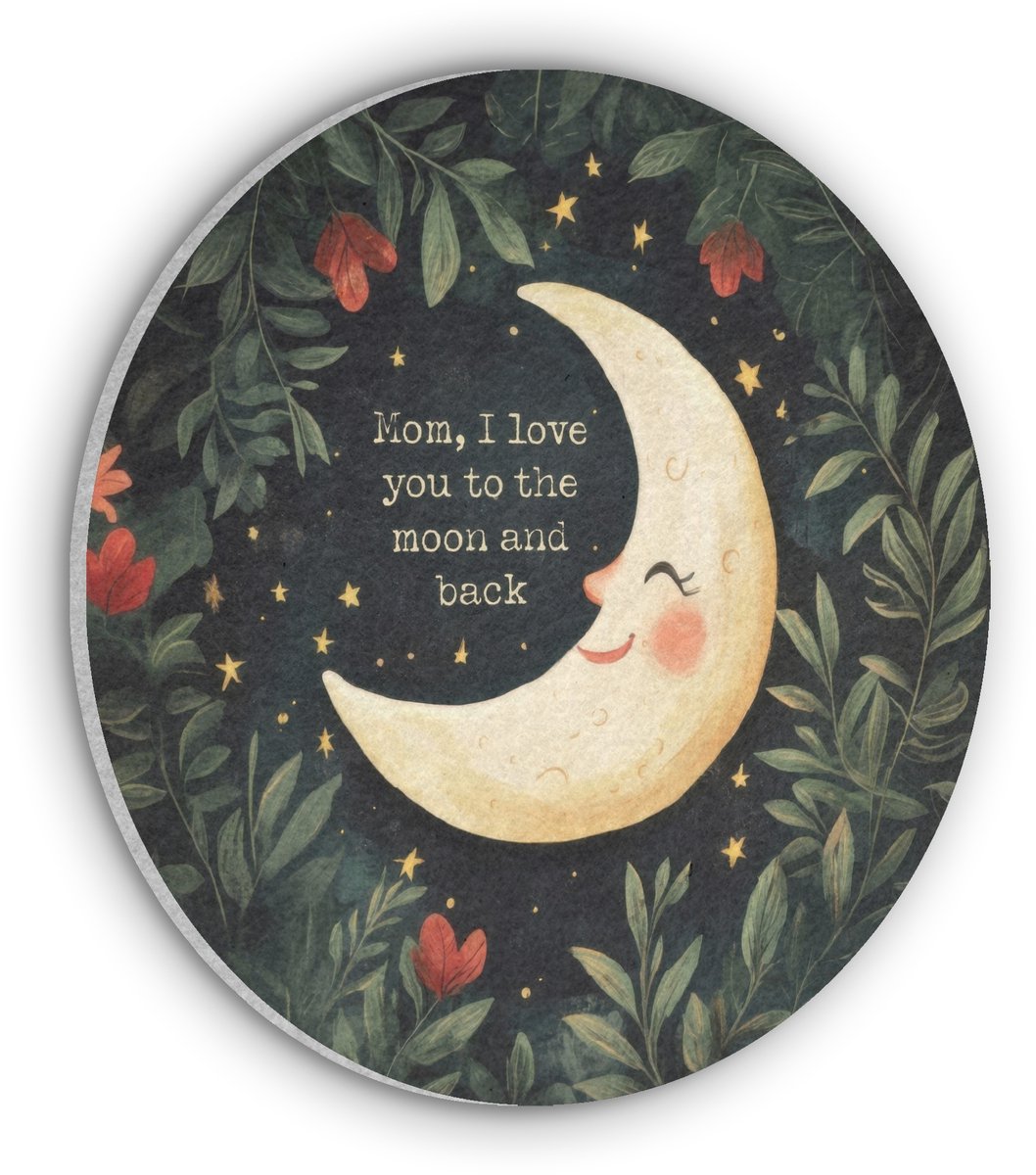 Akoestisch wandpaneel rond 60x60 cm - Vilt schilderij Maan - Quote - Bloemen - Sterren - Ronde akoestische panelen - Geluidsdempende wanddecoratie - Geluidsisolatie wandcirkel - Muurdecoratie geluidspanelen - Moederdag cadeautje - Cadeau voor mama