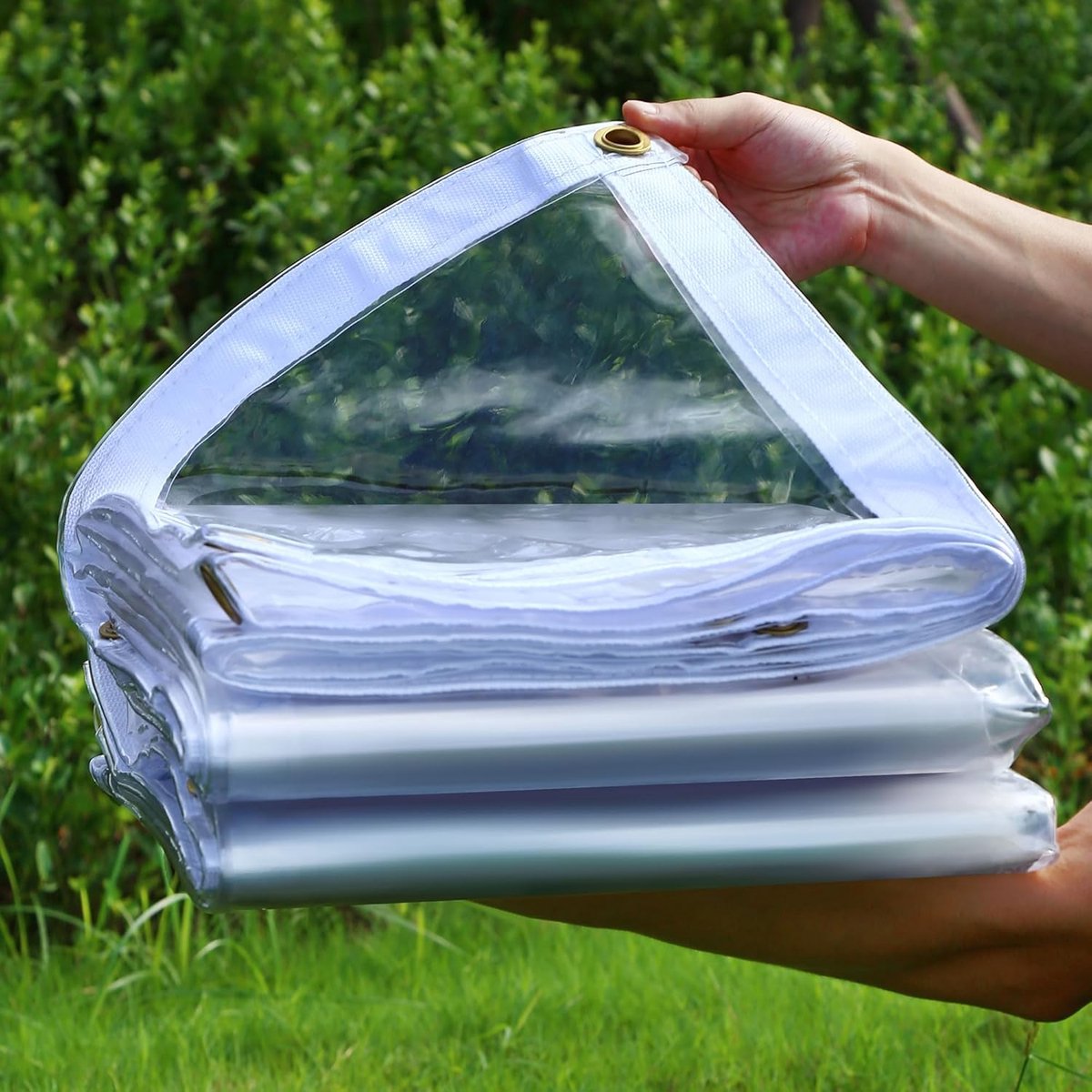 100% Transparant PVC zeildoek - Waterdicht - Dekzeil - Veranda - Overkapping - Wind - 350g/m² - Wit - 2m x 2m