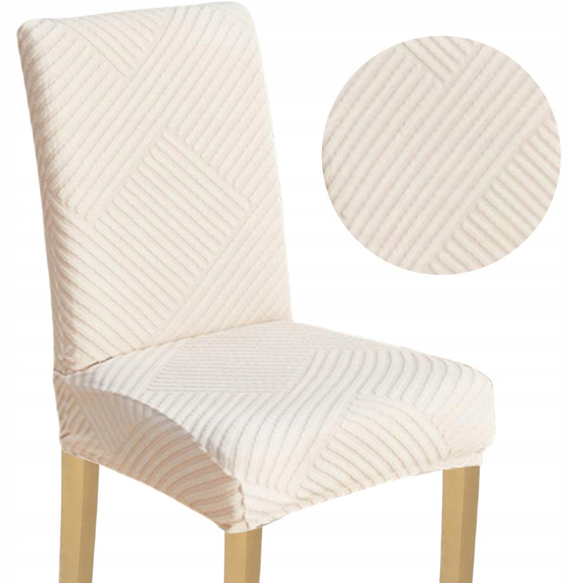 Elastisch Jacquard Stoelhoes - Beige - Universeel & Dik