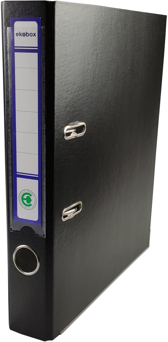 Zwarte Ekobox Ringband A4 50mm met Vingergat en Label