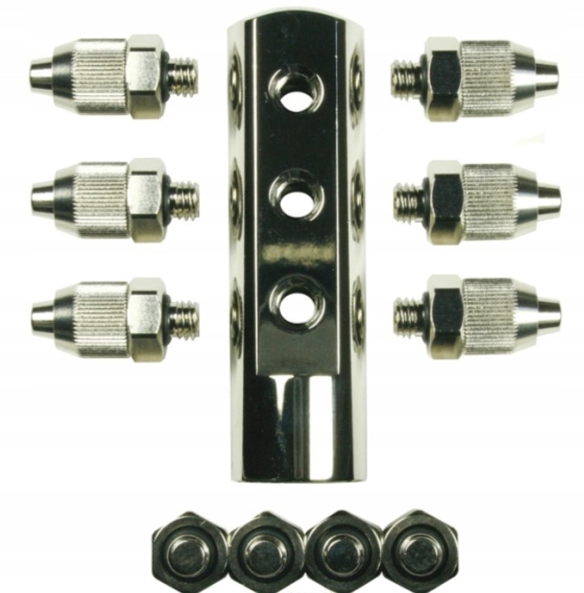 Verdeler 2 t/m 6 uitlaat 1/4" binnendraad