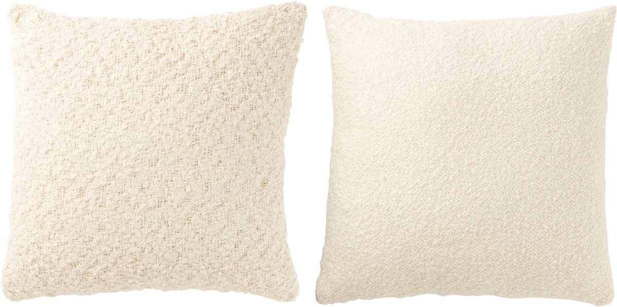 J-Line kussen Vierkant los/dicht Weven - katoen - creme - 2 stuks Beige