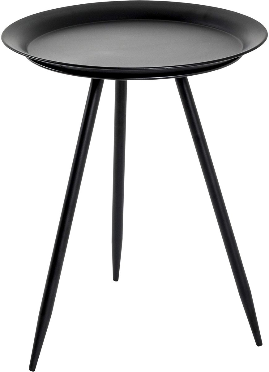 Unyqoos Moderne zwarte metalen bijzettafel met slank ontwerp en stevige constructie