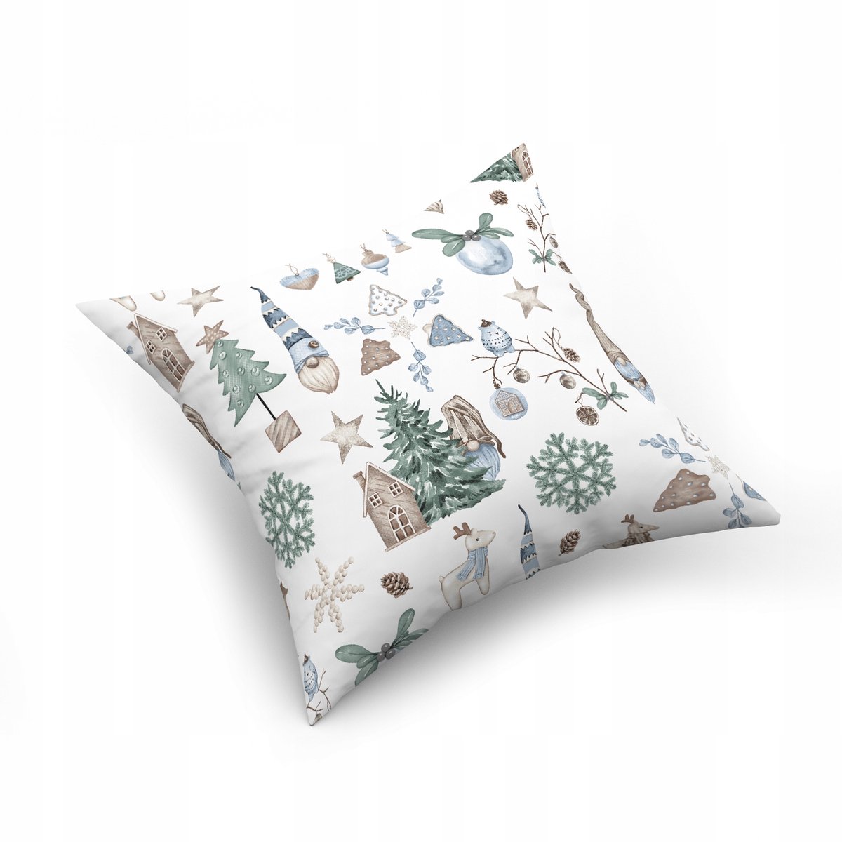 Kerst Kussensloop 40x40cm 100% Katoen met Dwergen
