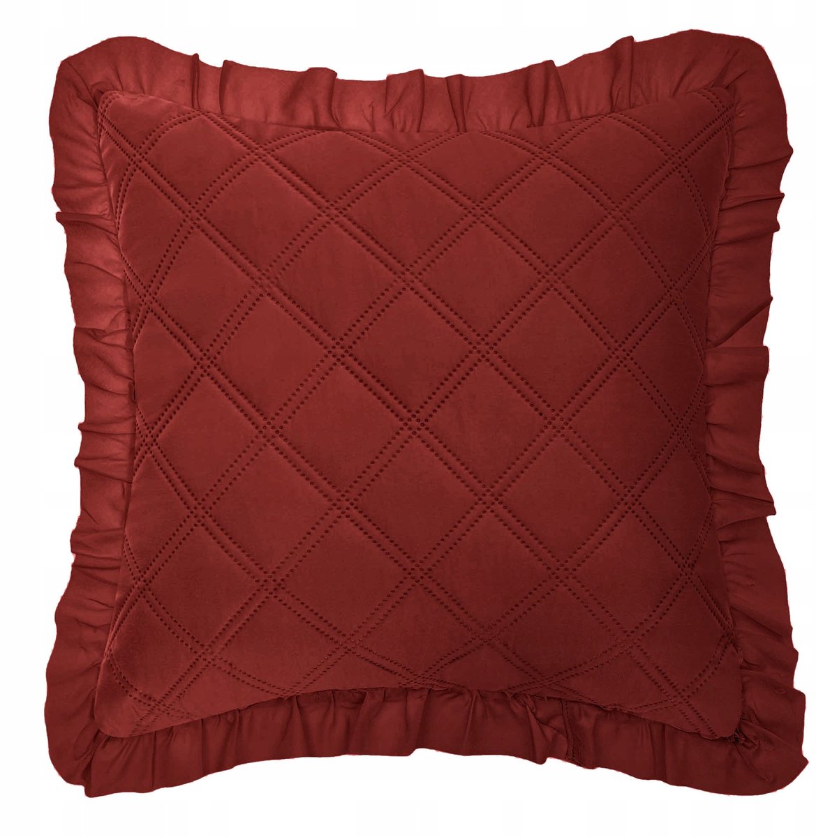 Decoratieve Kussenhoes 45x45 cm met Ruche - Bordeaux Rood